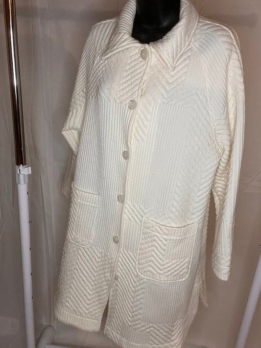 Anthropologie Cream Teddy Jacket with Textured Knit (NWT)