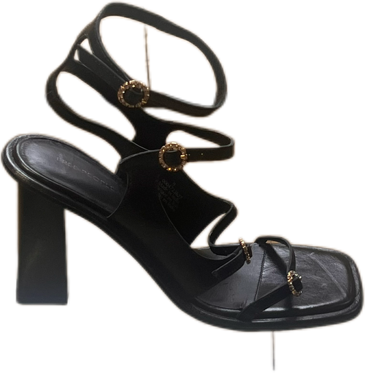 (Free People) Black High Heel Sandals with Square Toe- size 9 (NWT)