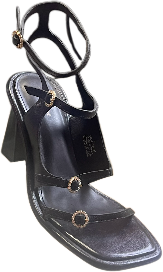 (Free People) Black High Heel Sandals with Square Toe- size 9 (NWT)