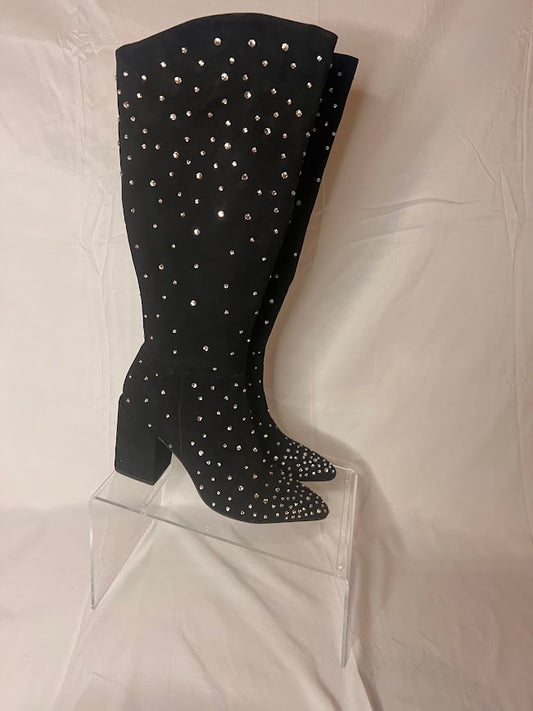 Free People Black Studded Half-Calf Boots – Brand New (Size 9) (BRAND NEW )